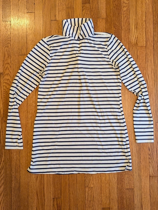 Lands' End Striped Quarter-Zip Long Sleeve Top - White & Navy - Picture 2 of 7